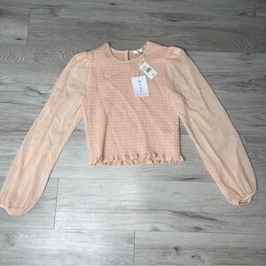 NWT WAYF Smocked Long Sleeve Top L Cottagecore Luxury Feminine Garden Girl Boho